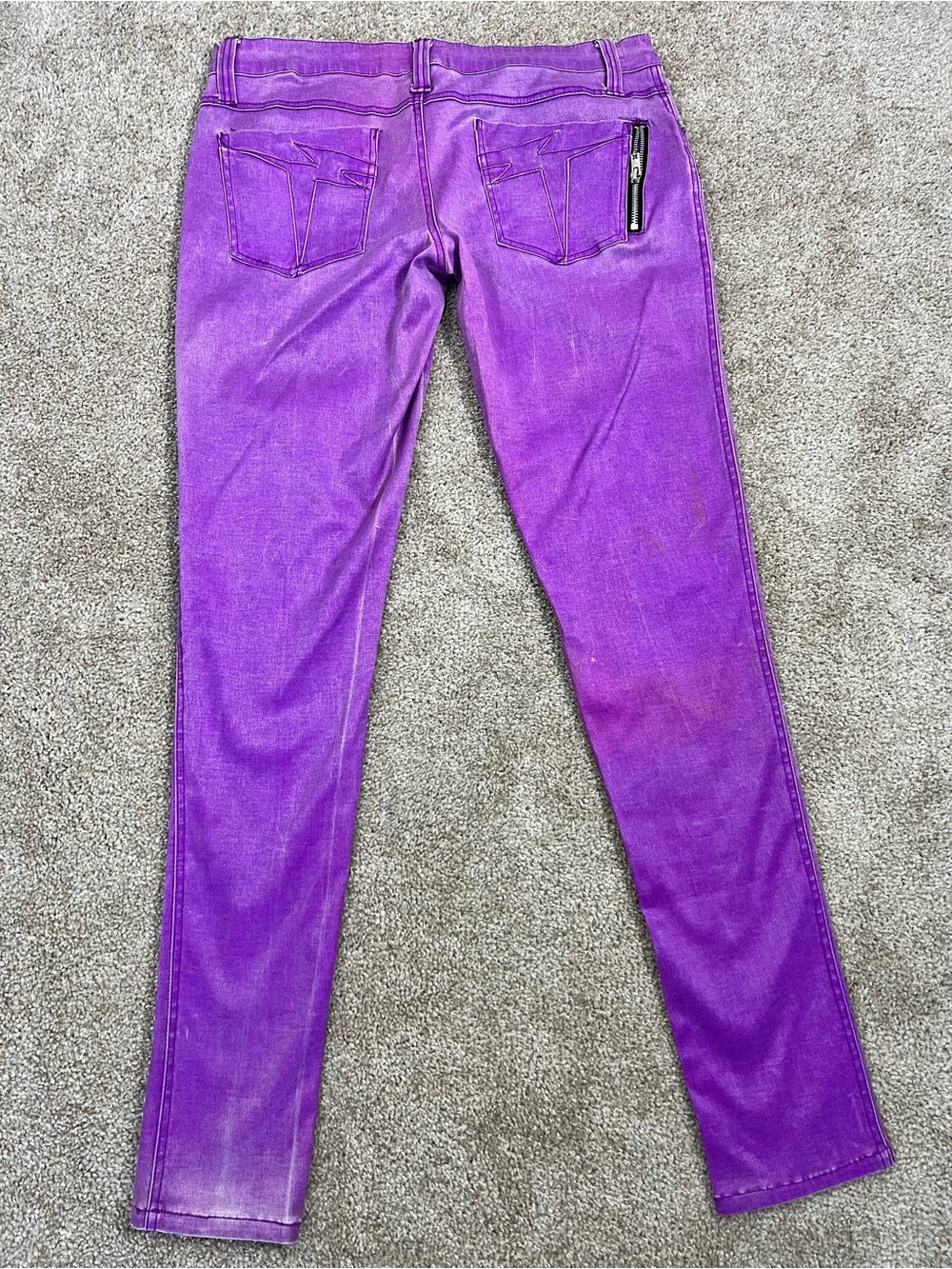 Tripp NYC Purple Coated  Skinny Jeans with Zip Pocket Accent Size 15 - Picture 9 of 16